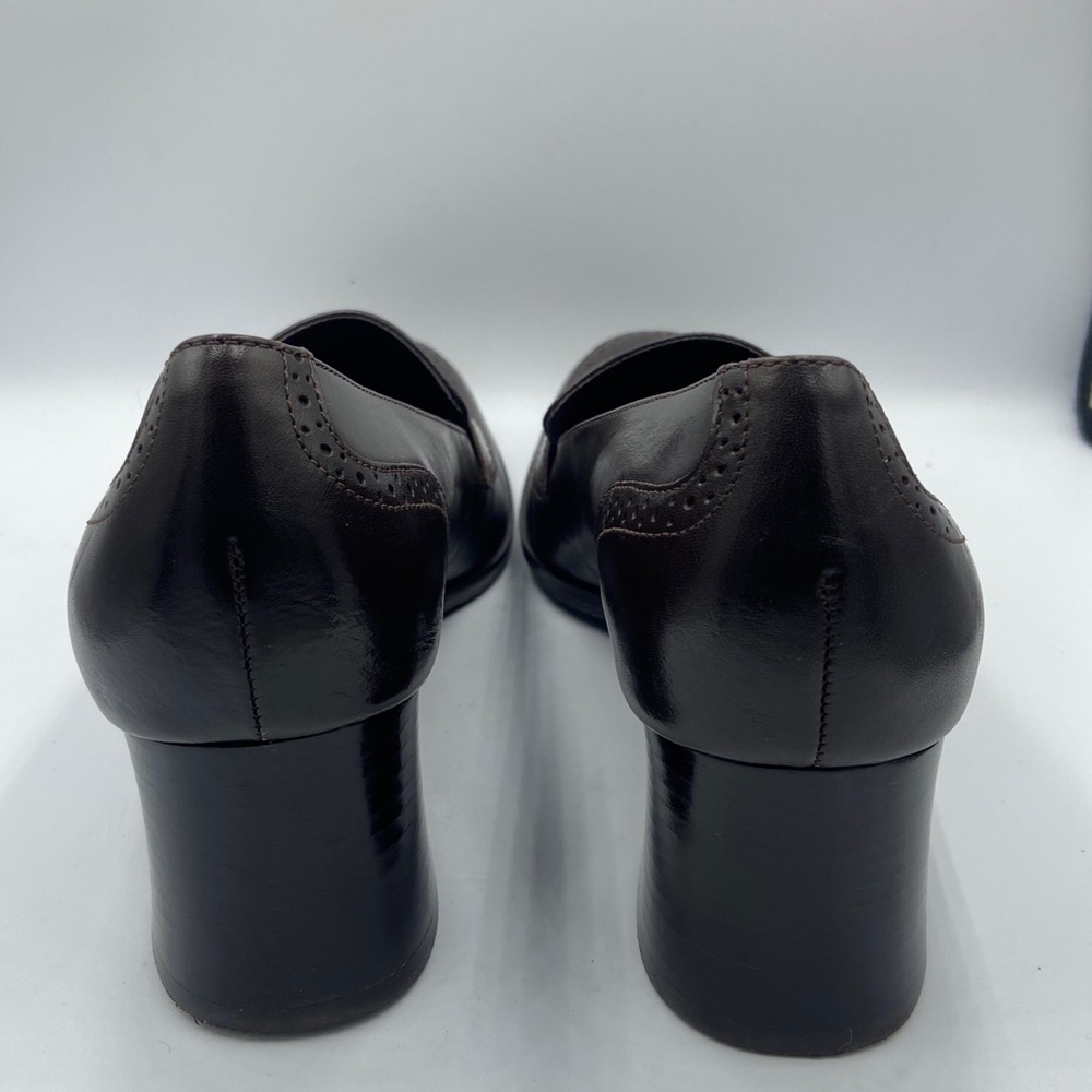 Etienne Aigner Brown Leather Dress Shoes Size 9M Slip-On Heels E-Greeley Brazil - Picture 5 of 14
